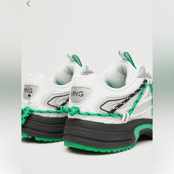 Mango Combined designed sneakers. Size 6 1/2. White, Green and Black. - Picture 5 of 14